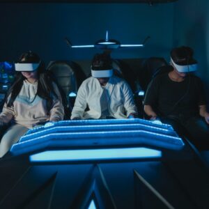Group playing with VR setup