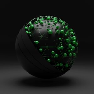 futuristic sphere with green dots