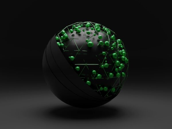 futuristic sphere with green dots