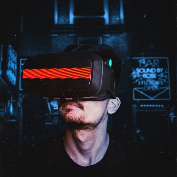 Man wearing VR goggles