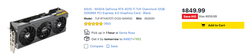 RTX 4070 Ti on Best Buy