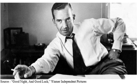 David Straithairn as Edward R. Murrow in Goodnight and Goodluck.