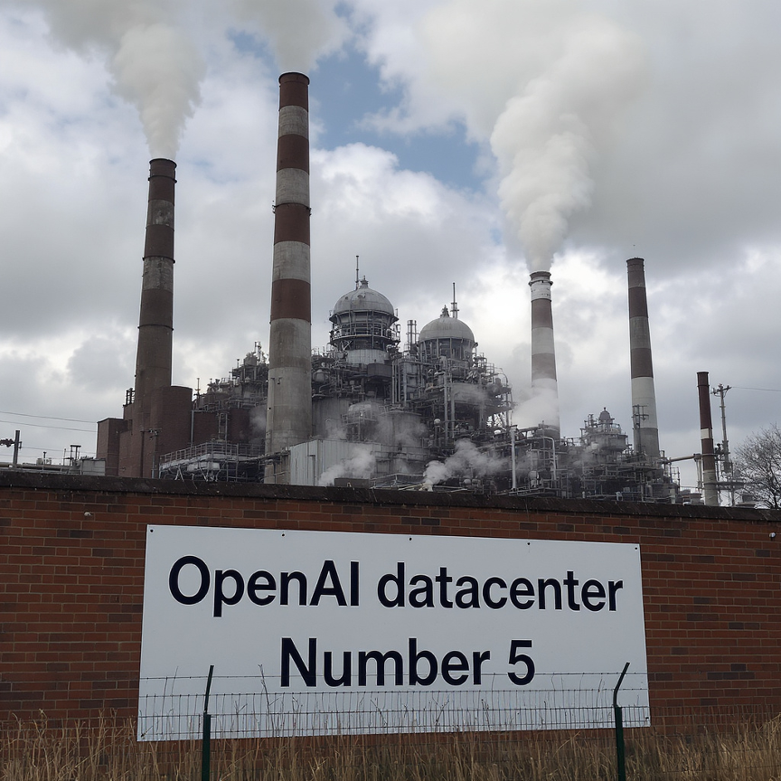 AI generated image of smoking plant to suggest OpenAI's ambitions to design chips and build data centers. 