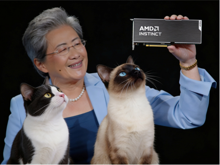 Lisa Su with new board and cats