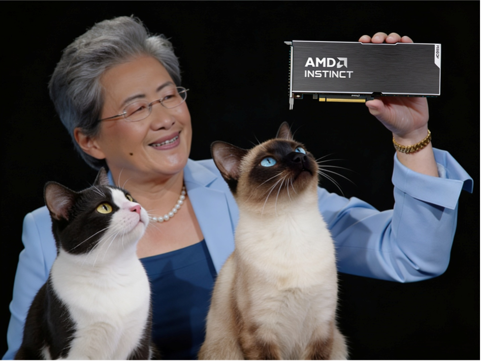 Lisa Su with new board and cats